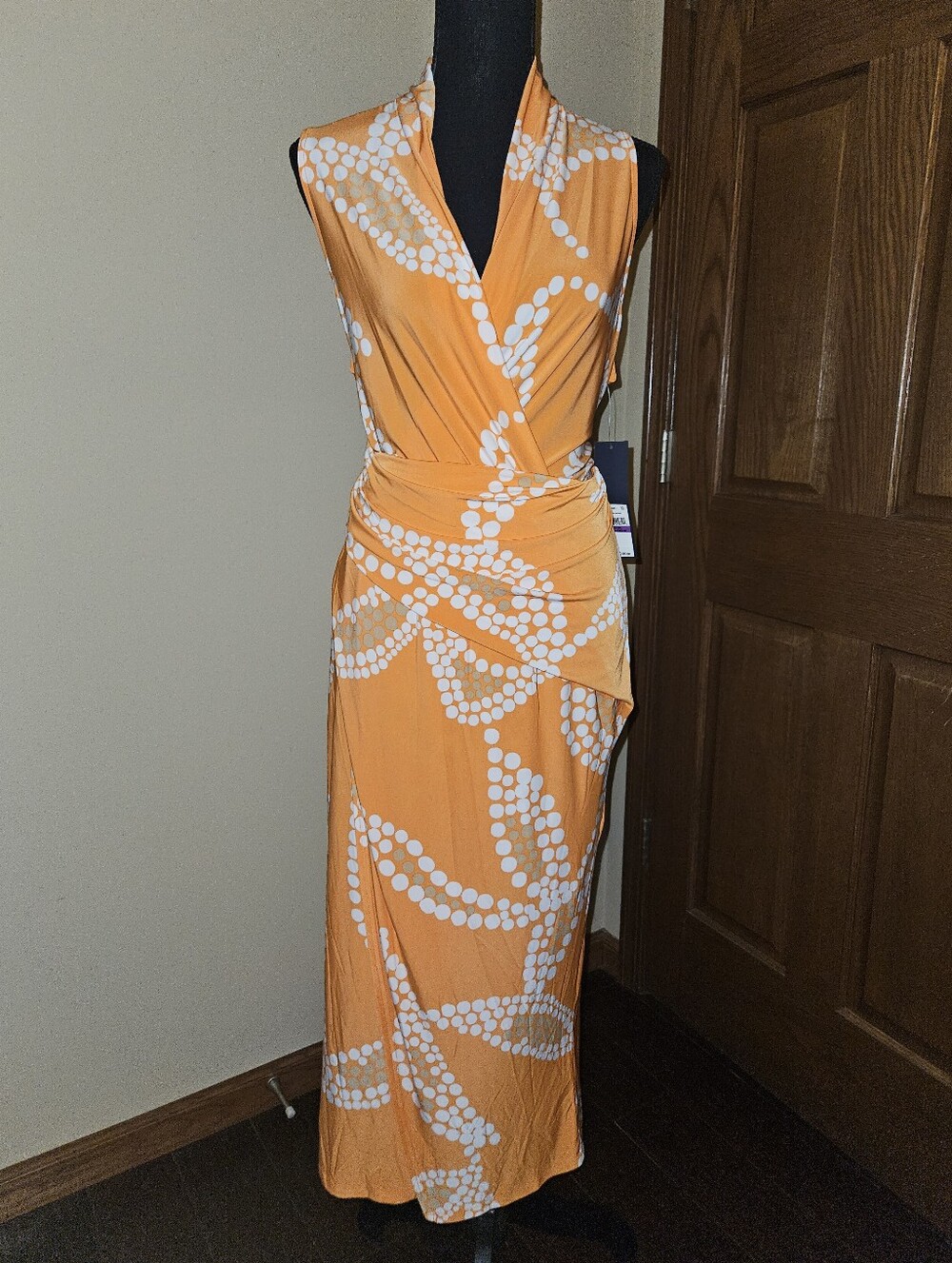 RACHEL Rachel Roy Orange & White Floral Like Sleeveless Wrap Maxi Dress - Picture 1 of 14